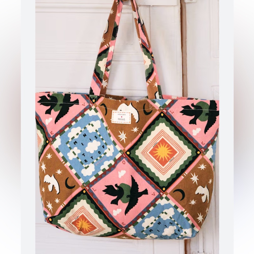 NWOT Sézane x Pangea Whimsical Limited Edition Canvas Tote Shopping Bag